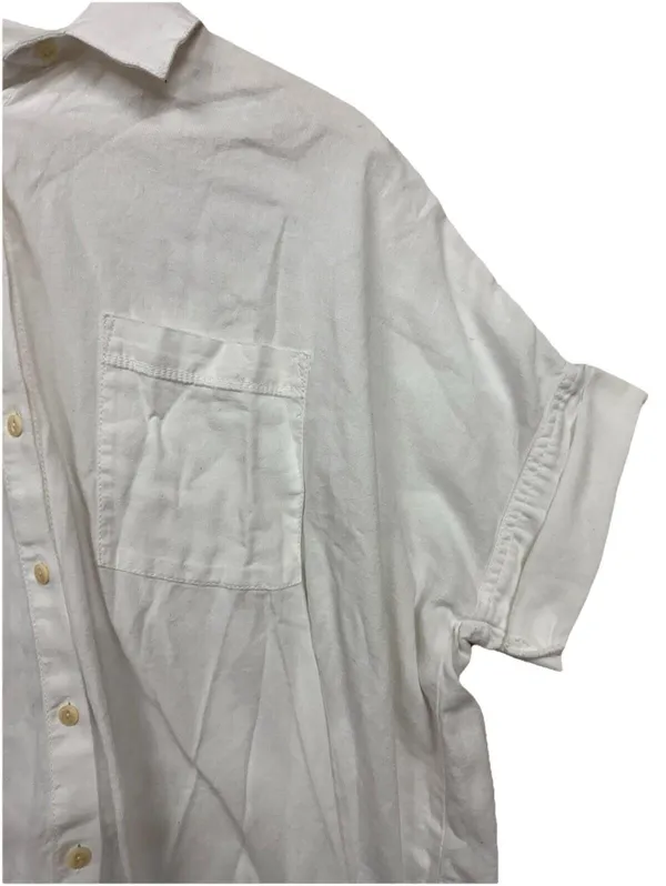 (RFB3) Madewell Women's White Button Up Short Sleeve Casual Pocket Top Size L - Image 5