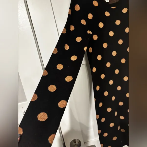 Old Navy‎ Polka Dot Sweater Dress - Black with Brown Dots Size M - Image 6