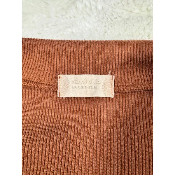 Altar'd State Brown Cropped Collared Long Sleeve Top Sweater - Image 3