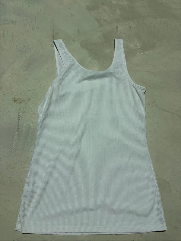 Athleta White Ribbed Tank Top Women medium - Image 6