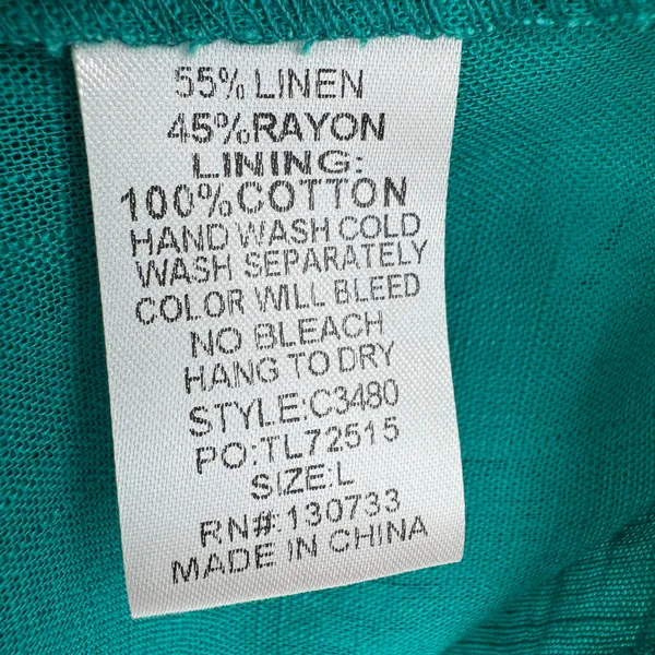 Umgee blouse women's large linen blend ruffle sleeve babydoll green boho beach - Image 6