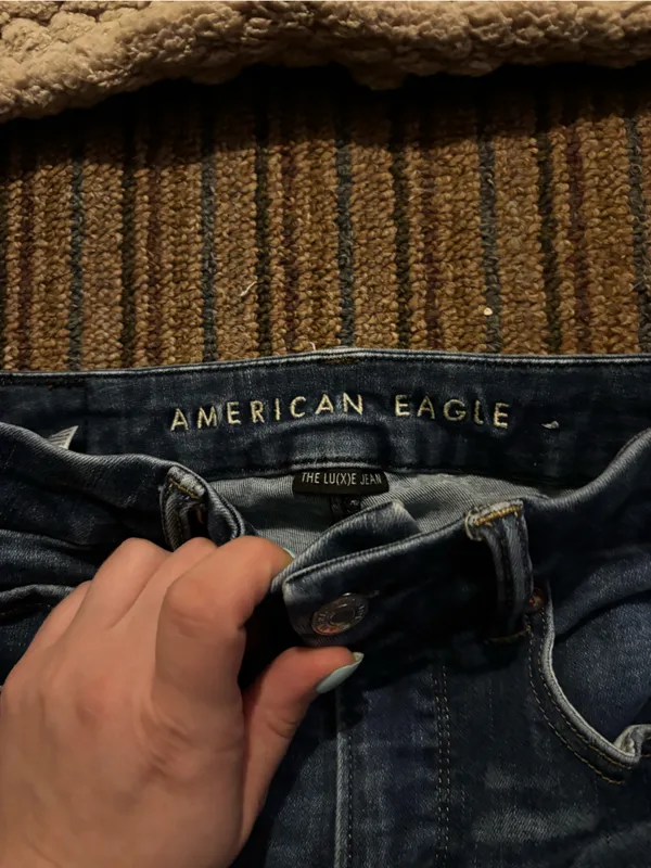 American Eagle Women’s Distressed Skinny Jeans - Dark Blue - Image 2