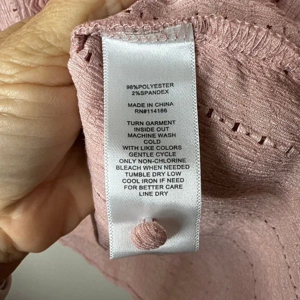 Frye Women's Textured Peasant Dusty Rose Top Aztec Pattern‎ Blouse Medium Boho - Image 9