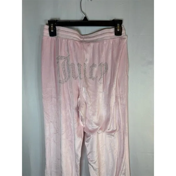 Juicy Couture Pajama Pants Womens S Pink Velour Rhinestone Logo Y2K - Image 4