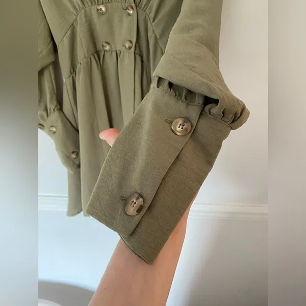 ASOS Sage Green Mini Dress Boho Quiet Luxury Parisian Scandi Old Money 8 Classic - Image 4