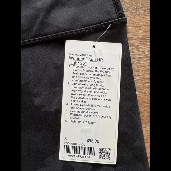 Lululemon Wunder Train High Rise 25” Heritage Camo Black Size 8 NWT - Image 4