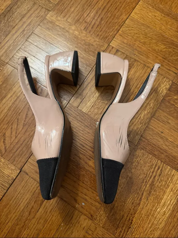 ASOS design Women’s Two-Tone Slingback Flats in Beige and Black - Image 5