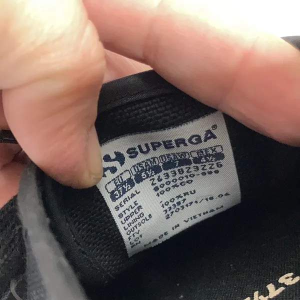 Superga canvas sneakers black & cream size‎ 7 - Image 7