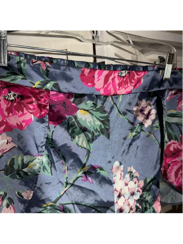 Victoria's Secret satin floral shorts pj bottom sexy boho fairy festival sz L - Image 11