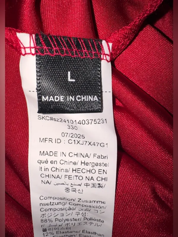 SHEIN Red Satin Ruched Twist Bust Maxi Dress Large NWOT - Image 5