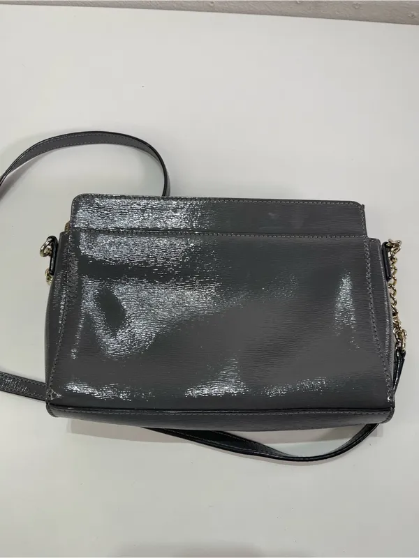Kate Spade New York Gray Small Leather Crossbody Bag Outside Pocket Coquette - Image 8