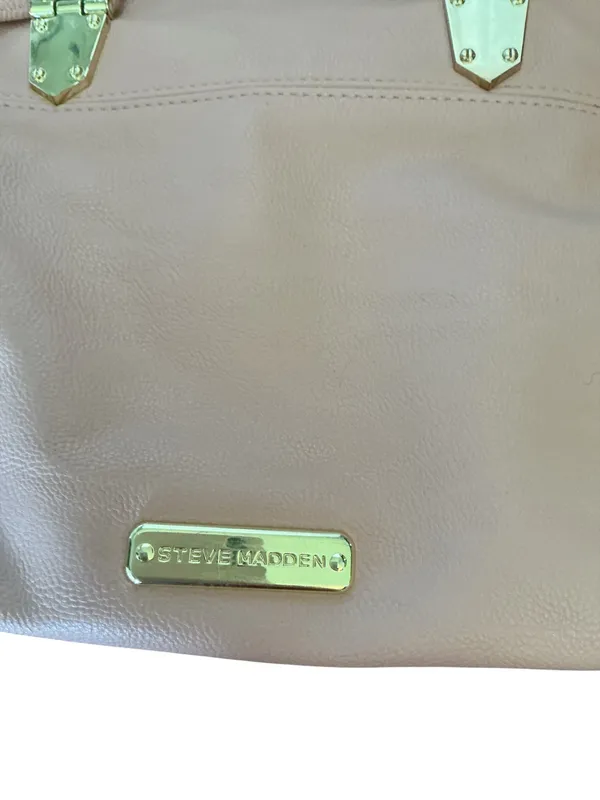 Steve Madden Pink Pebbled Leather Satchel Crossbody Bag Gold Hardware - Image 5