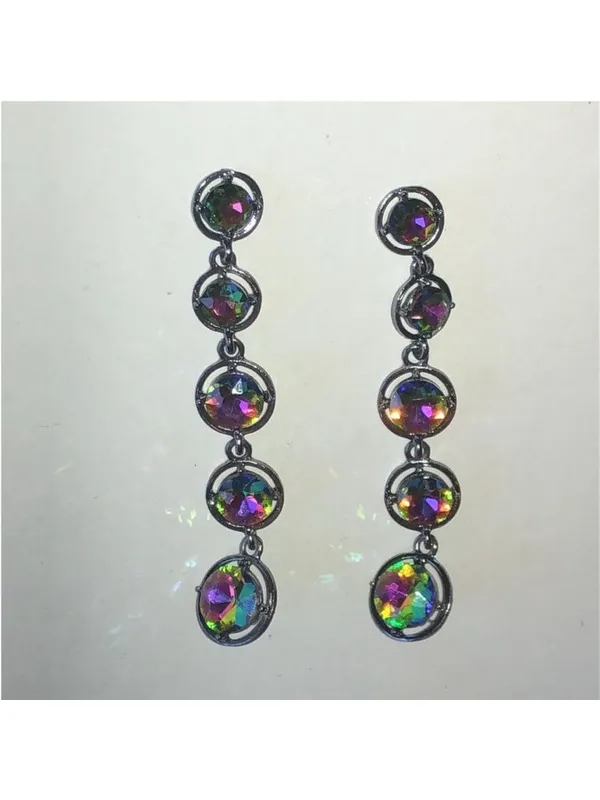 Aurora Crystal Rainbow Drop Earrings - Image 2