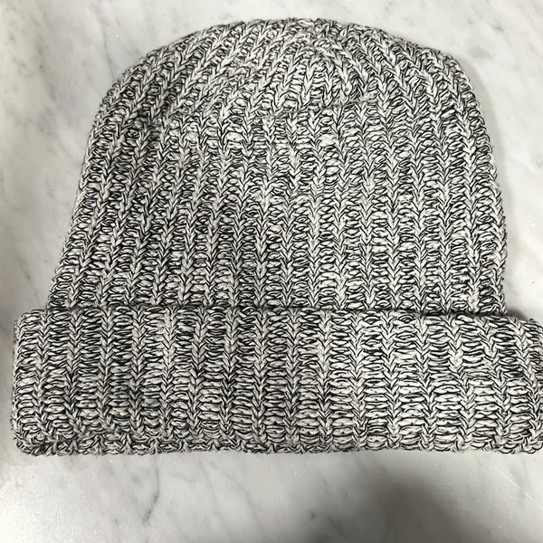 Love your melon 100% cotton beanie cuffed hat black and white knit! - Image 3