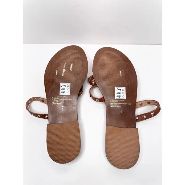 Crevo Sandals‎ Womens Size 7 Tan Leather Open Toe Spike Details - Image 7