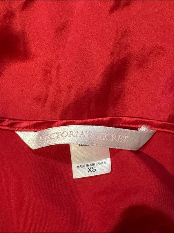 Y2K Vintage Victoria's Secret Red Satin Lace-Trim Chemise - Image 6