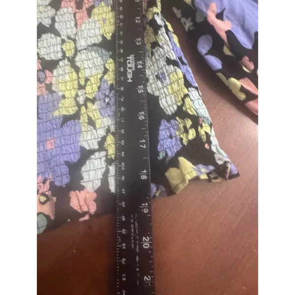 Free People Ariana Blouse Women's Multicolor Floral Smocked Balloon Sleeve Sz XS - Image 5