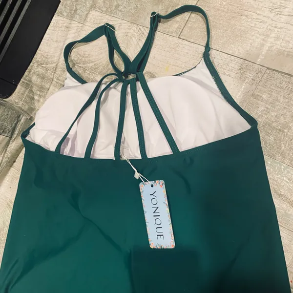 These high neck tankini tops feature with adjustable neck tunnel and straps - Image 6