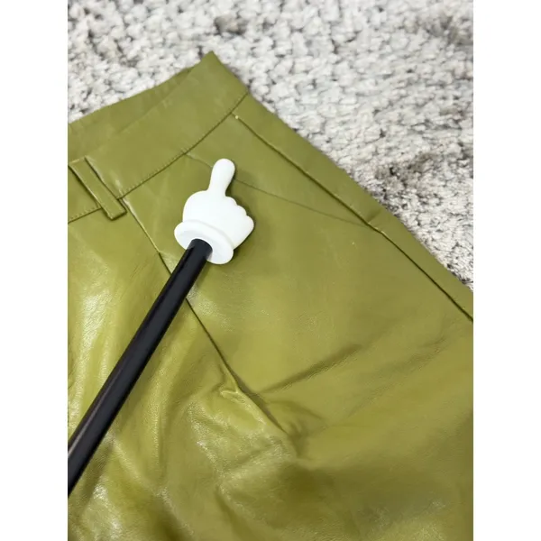 Women Faux Leather Shorts Olive Green High Waist Pleated Shorts Size 3XL NWT - Image 13