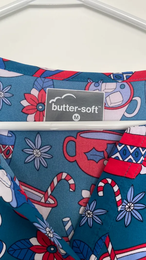 Butter Soft Scrub Top Winter Blue Size M - Image 3