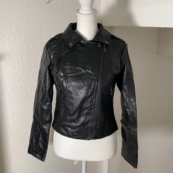 Women’s Black Faux Leather Jacket Small Lil Peep NWT - Image 2