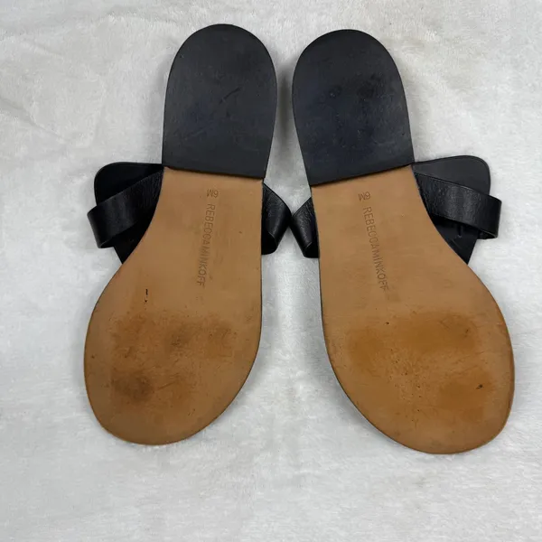 Rebecca‎ Minkoff Black Leather O-Ring Studded Thong Slide Sandals Womens 6M - Image 10