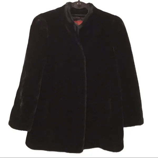 Vintage ILGWU Sasson faux fur black coat Size 10 glam fancy dressy, made in USA - Image 2