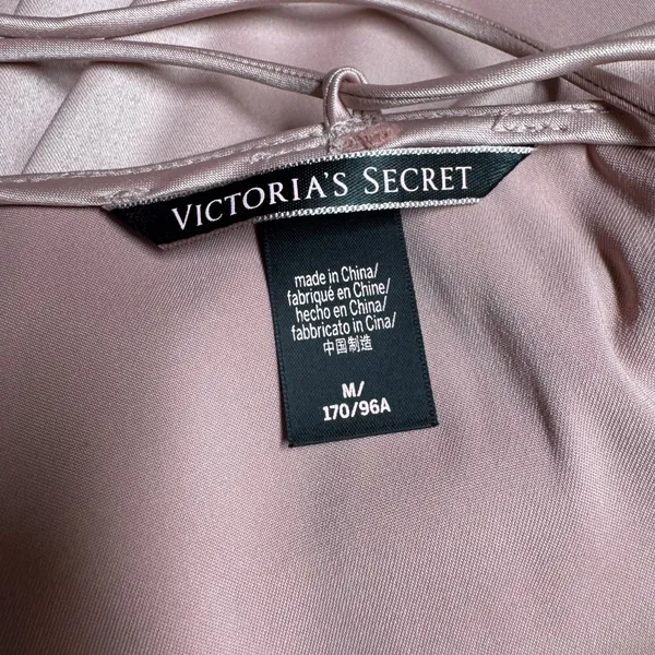 Victoria's Secret Satin Midi Slip Dress Adjustable Tie Straps Light Pink Medium - Image 6