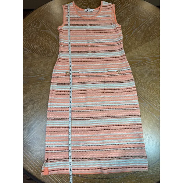 Ming Wang Sleeveless‎ Dress Sheath Stretchy Striped Orange Blue Black Size XS - Image 8