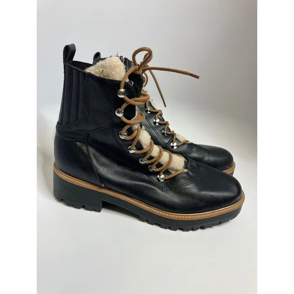 Nine West Ivani black lace up combat boots women's size‎ 11 faux leather trendy - Image 2
