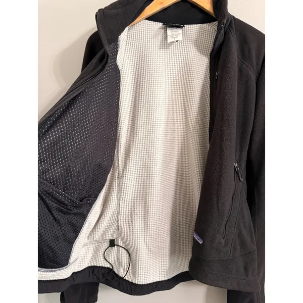 Patagonia R2 Regulator Fleece Jacket Womens L Black Full Zip Waffle Grid Jacket - Image 6