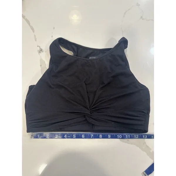 Athleta Women Black Twist Front Crop Top Athletic Top Size Medium T0999 - Image 2