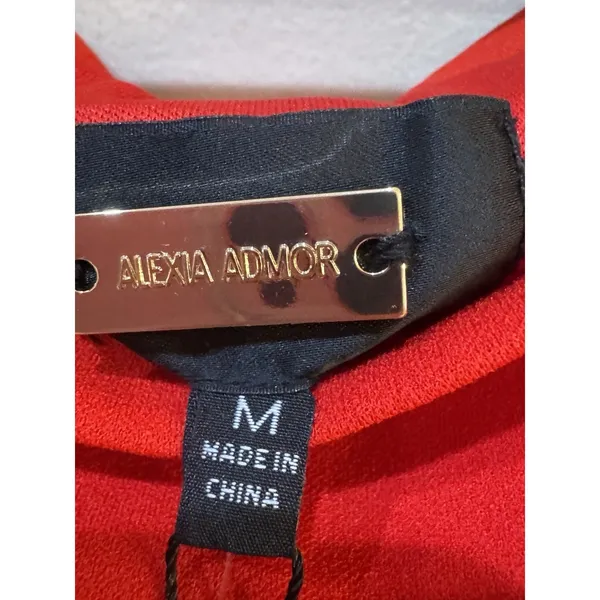 ALEXIA ADMOR Draped Shoulder Mini A-Line Dress Red‎ Size Medium - Image 4