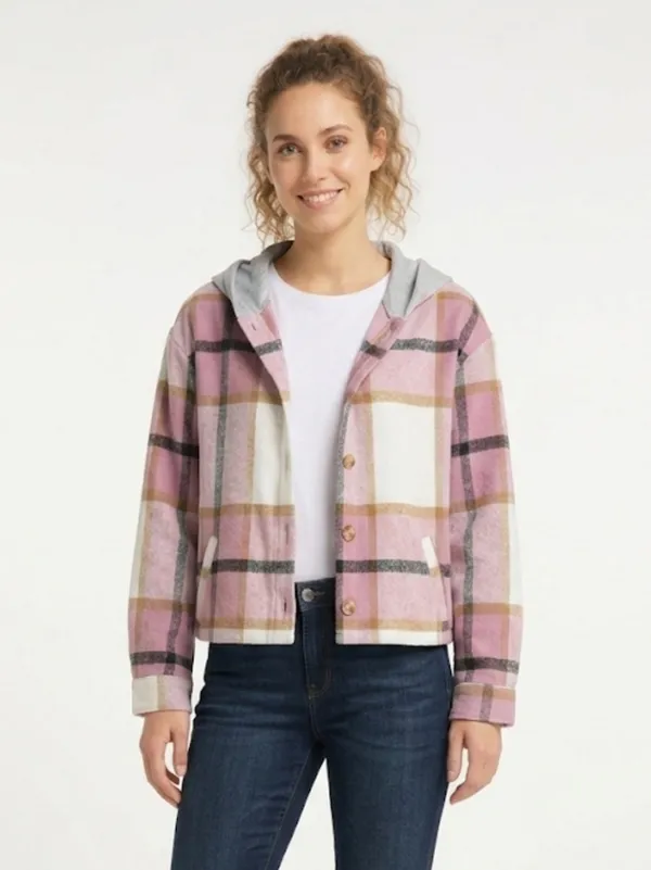 Pink Plaid Hooded Button - Image 8