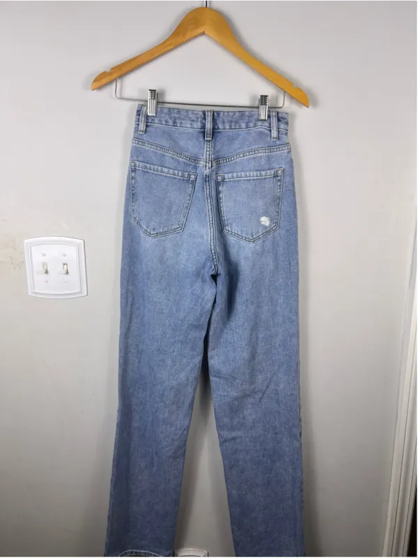 PacSun Los Angeles High Rise Straight Leg Distressed Jeans W Size 24 90s boyfrie - Image 5