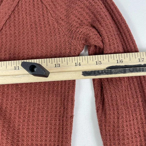 The Group Babaton‎ Shirt Womens XS Red Henley Long Sleeve Waffle Knit Top - Image 5