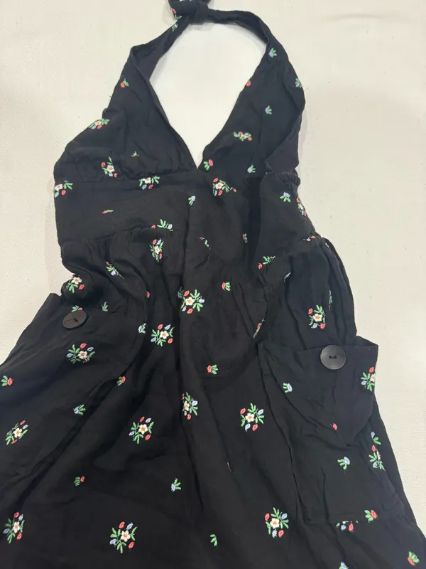 Urban Outfitters Floral Embroidered Halter Midi Dress Small - Image 7