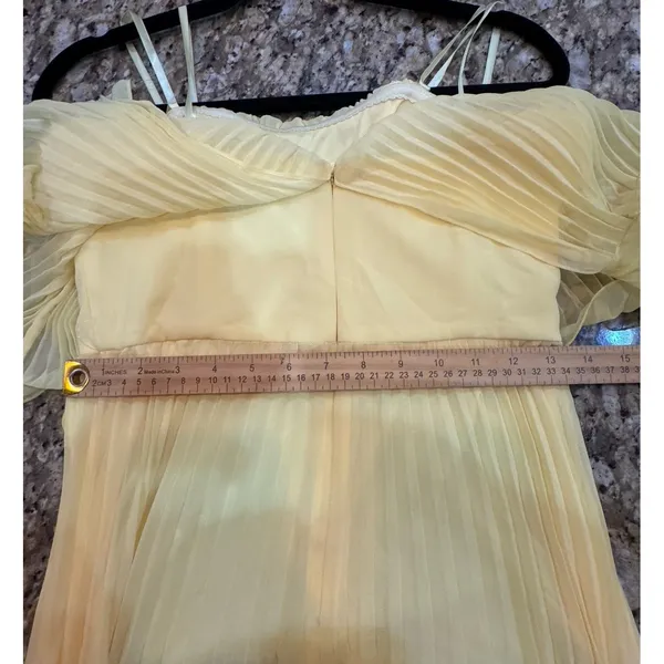 Betsy & Adam Women's Pleated Strapless Gown Lemon size 4 Pleated dress Flouncy - Image 9