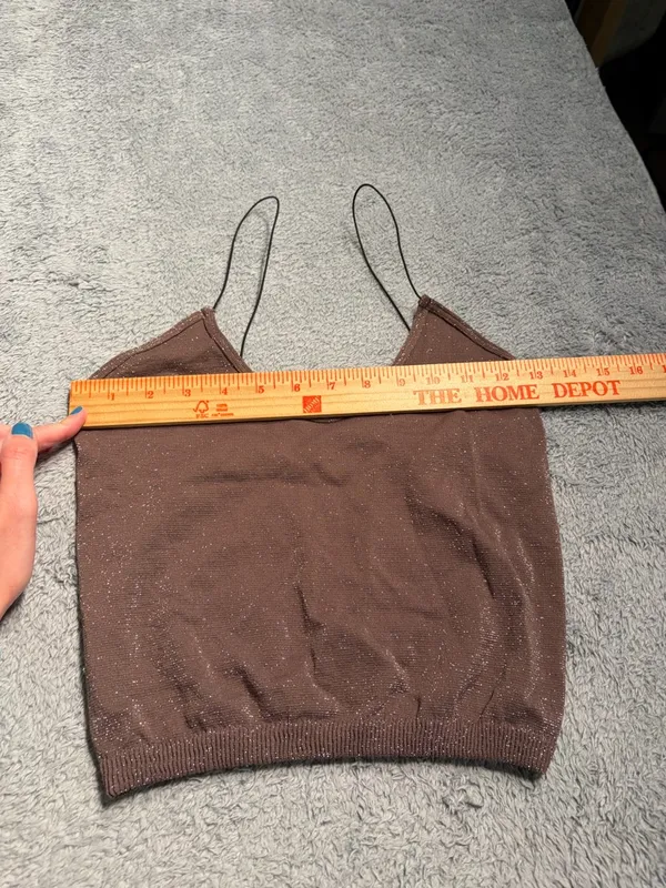 Free people intimately Spaghetti Strap Sparkle Crop Top in Brown M/L - Image 6