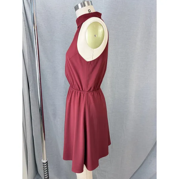 Haute Hippie Womens Burgundy Halter Asymmetrical Open Back‎ Mini Dress XS - Image 6