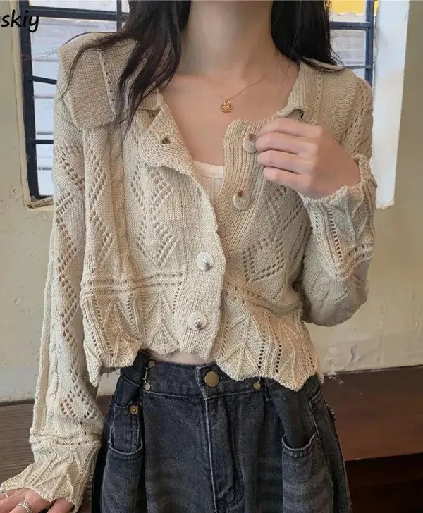 Cardigan Women Spring Solid Hollow - Image 2