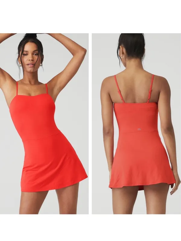 Alo Yoga Alosoft Courtside Tennis Dress Red Hot Summer Size XS - Image 2