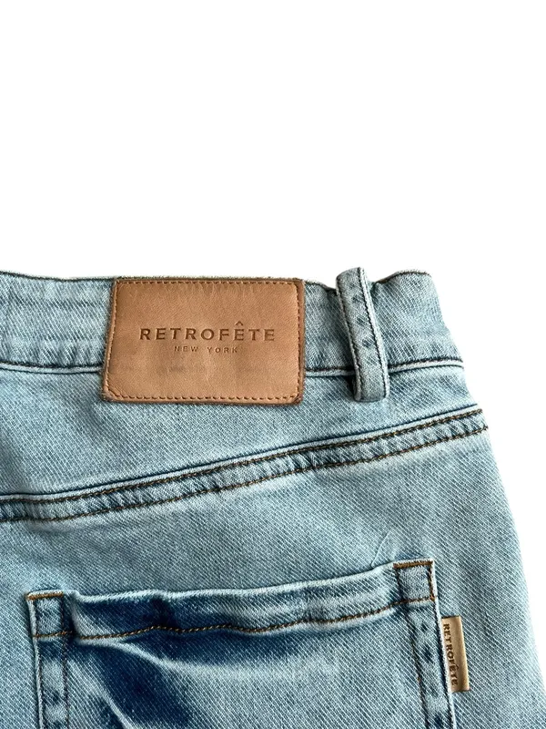 Retrofete Women’s Giselli Low Rise Ruched Wide Leg Jeans Vintage Celeste Wash 27 - Image 8