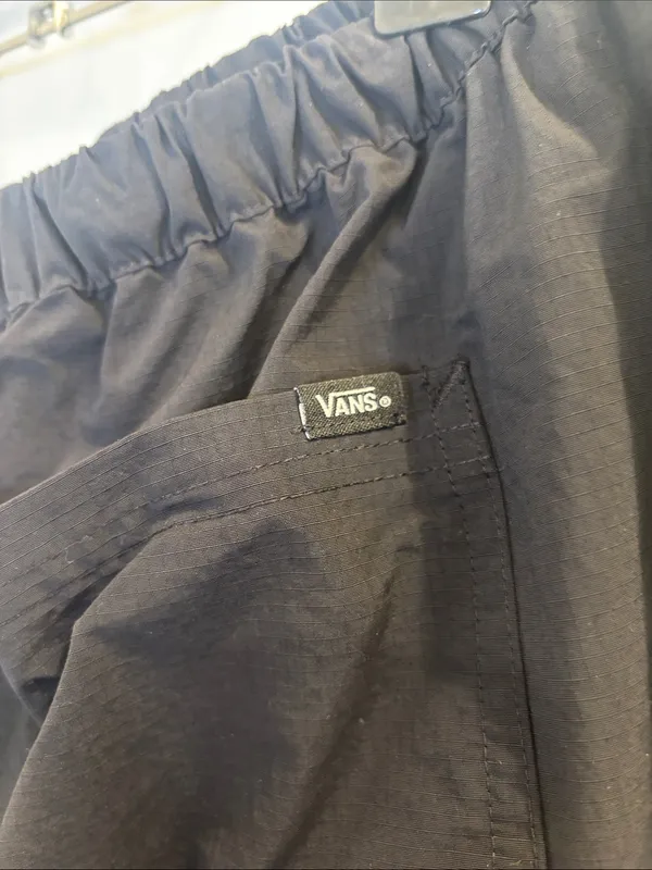 Vans Black Nylon Parachute Cargo Pants Baggy Utility Streetwear XL - Image 4