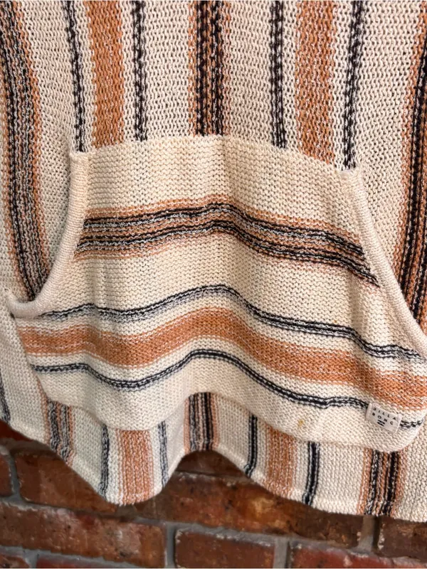 Billabong womens baja beach striped knit pullover hoodie cream M - Image 2
