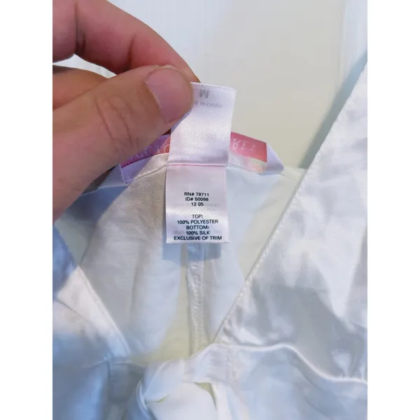Victoria’s Secret 90s Silk Babydoll Tie Front Slip Dress Medium White Lingerie - Image 5