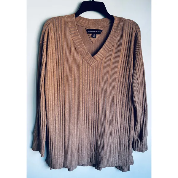 Andrew Marc Lightweight Sweater Dark Tan Small - Image 2