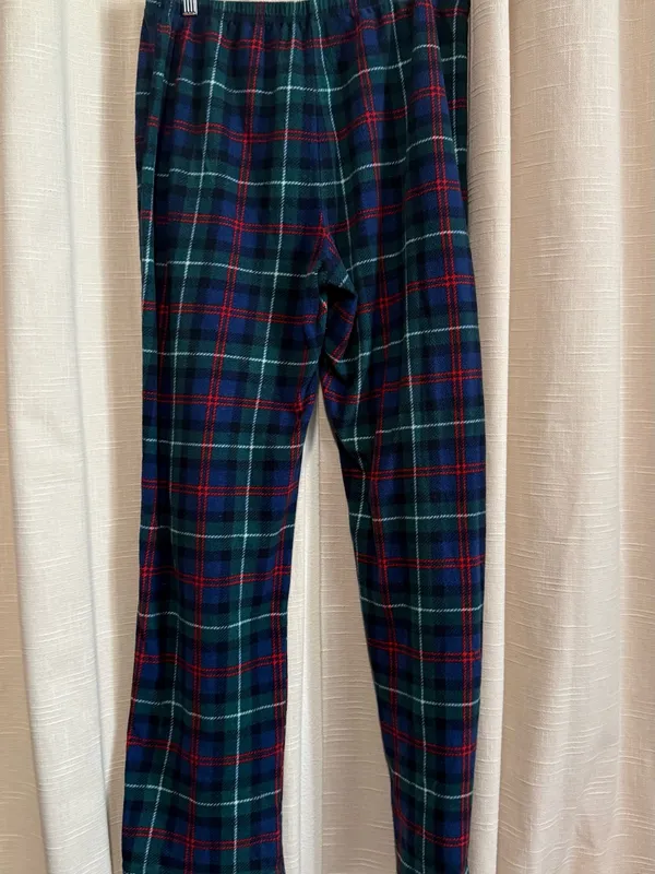 Lauren Ralph Lauren Green, Navy & Red Plaid Button-Down PJ Set - Image 3