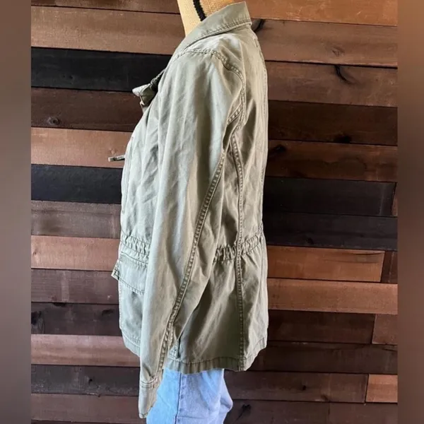 Olive Green Madewell Utility Jacket Zip-Up Multi Pockets - Image 6