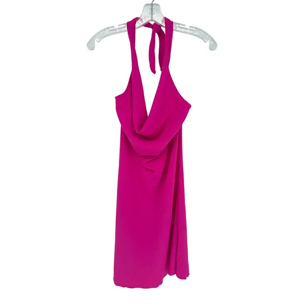 See You Monday Halter Mini Dress Women M Pink Barbiecore Y2K Minimalist Feminine - Image 2